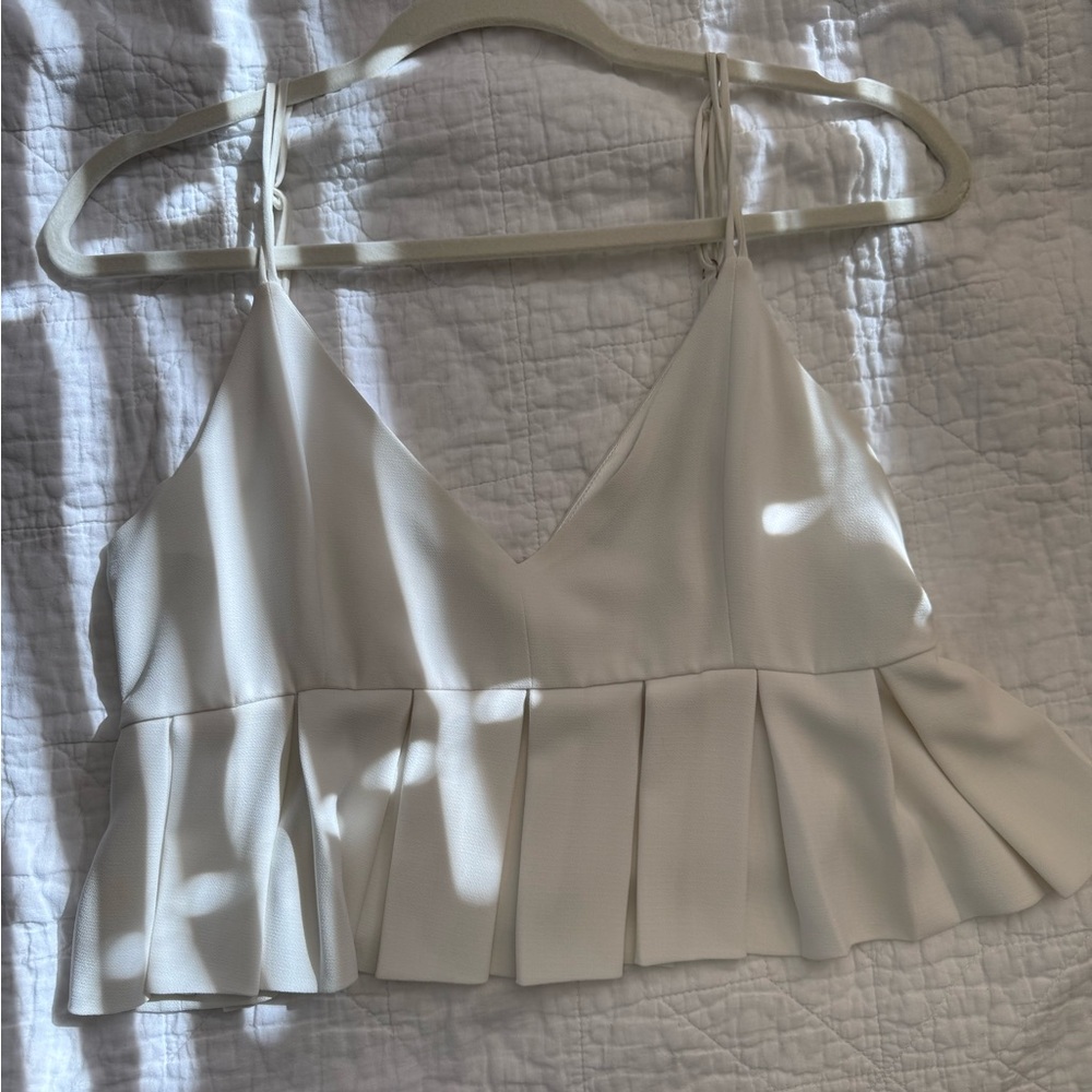 Essue White Pleated Camisole Top